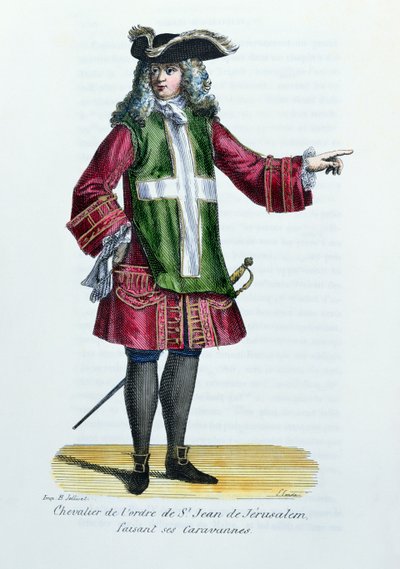 Knight of the Order of St. John of Jerusalem, illustration from History and Costumes of Monastic Orders by Father Helyot, 1842 by French School