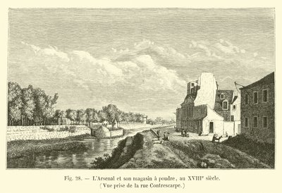 The Arsenal and its powder magazine, in the 18th century, view taken from Rue Contrescarpe by French School