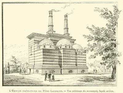 The Crematorium of Pere-Lachaise, Exterior View of the Monument, Rear Facade by French School