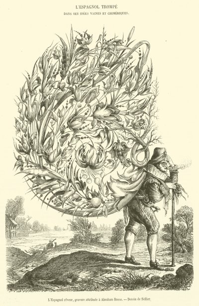 The Dreaming Spaniard, Engraving Attributed to Abraham Bosse (engraving) by French School