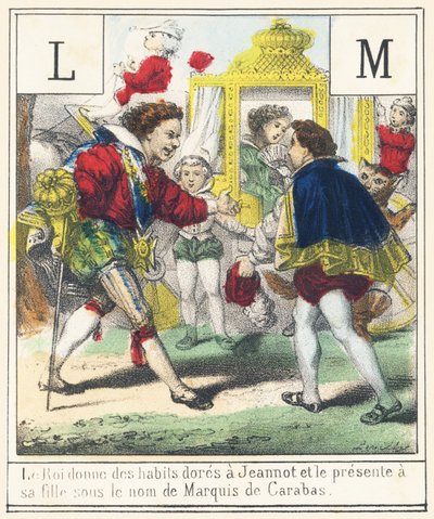 The King gives Jeannot golden clothes and presents him to his daughter as the Marquis de Carabas by French School