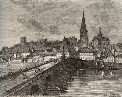 La Charite-sur-Loire - Nievre, in the Region of Burgundy - Engraving in 