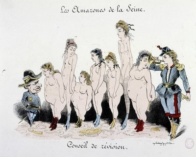 La Commune: Conseil de Révision des Amazones de la Seine - Drawing, Musee Carnavalet by French School