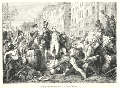 La Fayette Going to the City Hall (engraving) by French School