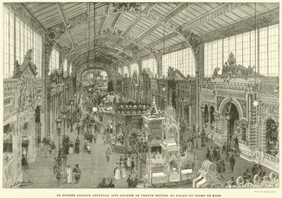 The Great Central Gallery, Known as the Thirty-Meter Gallery, at the Champ de Mars Palace by French School