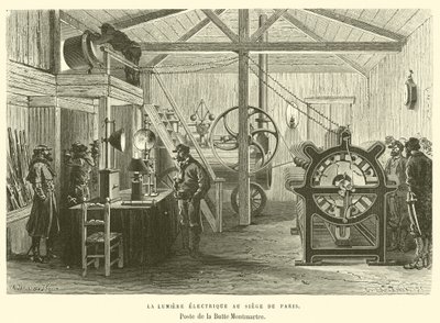 Electric Light at the Siege of Paris, Montmartre Post by French School