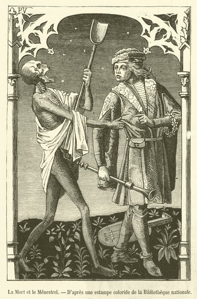 Death and the Minstrel (engraving) by French School