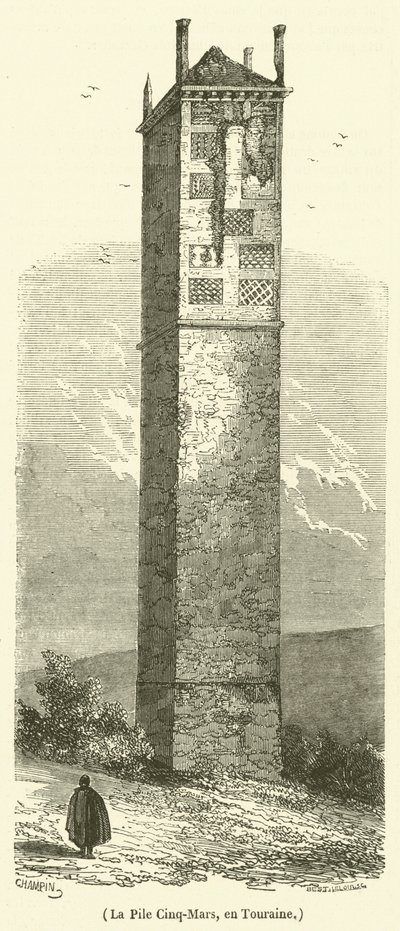 The Pile of Cinq-Mars, in Touraine (engraving) by French School