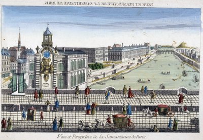 La Samaritaine (water pump) on the Pont Neuf in Paris - optical view by French School