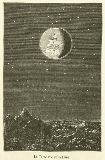 The Earth Seen from the Moon (engraving) by French School