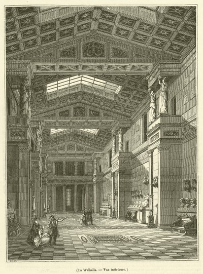 The Walhalla, Interior View (engraving) by French School