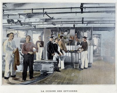 La cuisine des officiers - in “Album militaire - Marine: La vie à bord” by French School