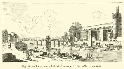 The Great Gallery of the Louvre and the New Gate in 1650 by French School