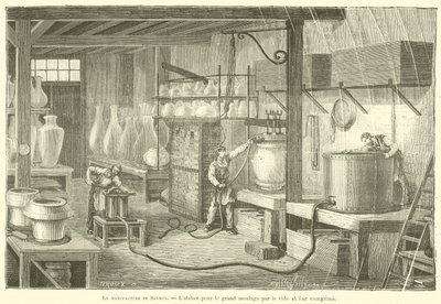 The Sevres Factory, Workshop for Large Molding by Vacuum and Compressed Air (engraving) by French School