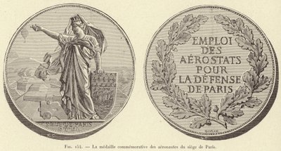Commemorative Medal of the Aeronauts of the Siege of Paris (engraving) by French School