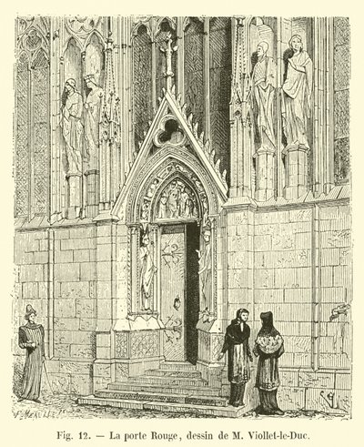 The Red Door, Drawing by M. Viollet-le-Duc by French School