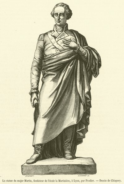 The Statue of Major Martin, Founder of La Martiniere School, in Lyon (engraving) by French School