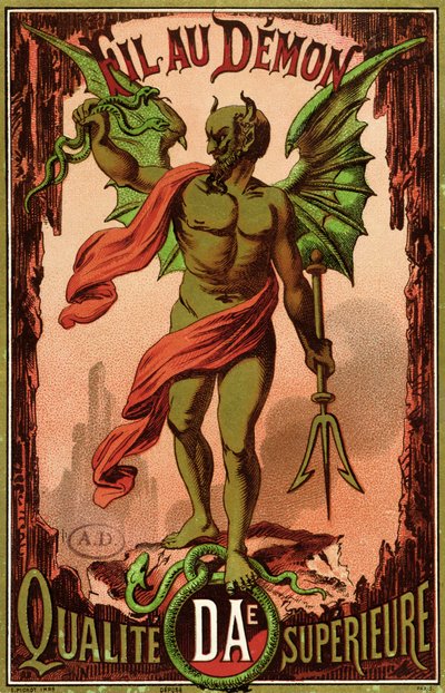 Label for Fil au Demon brand of sewing thread by French School