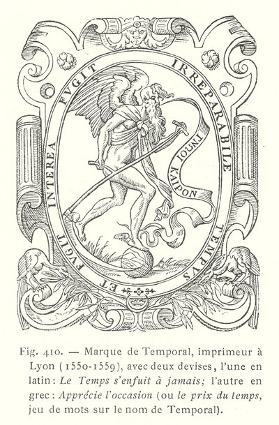 Label of Jean Temporal, French printer from Lyon by French School