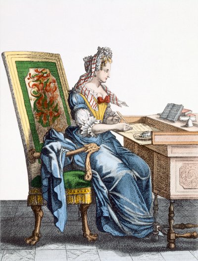 Lady at Writing Desk by French School