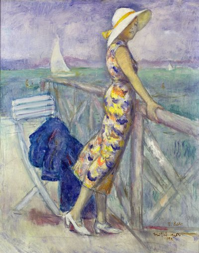Lady by the Beach by French School