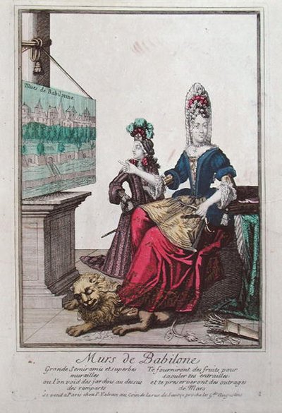 Lady Showing a Picture of Semiramis and the Hanging Gardens of Babylon by French School