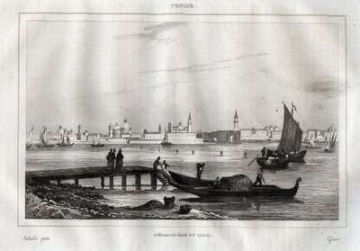 Landing Stage of Lido of Venice - Engraving from 