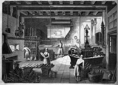 Large French industries in the 19th century: Drouot appliances for baking. Fournil de M. Courcier, rue Saint Maur in Paris. In 