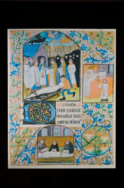 Last Rites - Office of the Dead - Funeral, parchment page from a Book of Hours, Northern France, around 1480 by French School