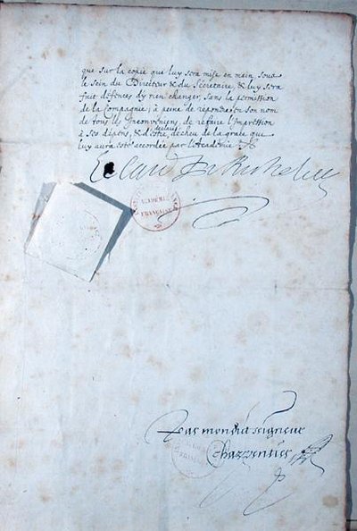 Last Page of the Statutes of the French Academy by French School