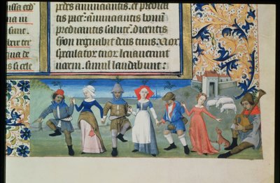 Dance of the shepherds, from the Hours of Charles of Angouleme by French School