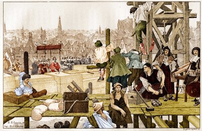 Laying of the First Stone of the Sorbonne, by Cardinal Richelieu, in the Presence of the Arch of Rouen Francois du Harlay in the 17th Century by French School