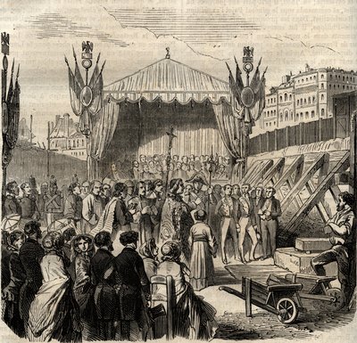 Laying of the first stone of the new Louvre on July 25 by French School