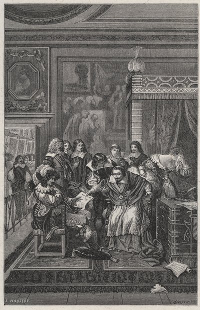 The Dying Cardinal Richelieu - Lithography by Charles Motte in 