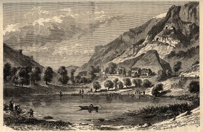 Le Lauzet-Ubaye - Le lac du Lauzet - commune in the Alpes-de-Haute-Provence department in southeastern France - engraving in 