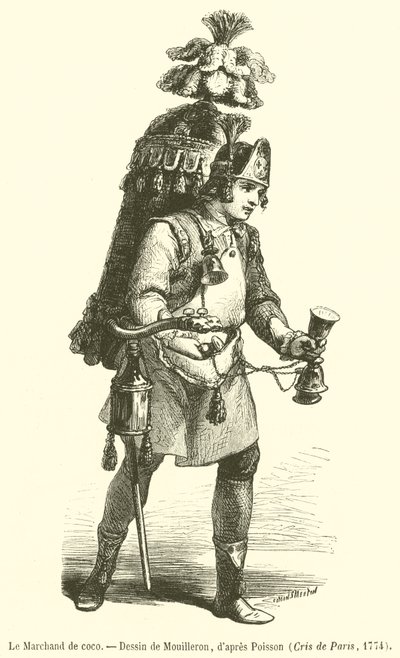 The Coconut Merchant (engraving) by French School
