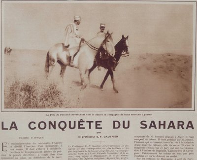 Father Charles de Foucauld (1858-1916) riding in the desert with the future Marshal Hubert Lyautey (1854-1934) - in 