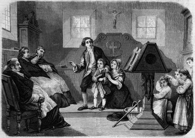 Le Salon de 1857 - First Debut of Lesueur, Composer of Music, by Laurent Detouche. Jean Francois Lesueur as a Choir Boy. Engraving in 