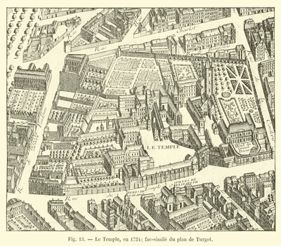 The Temple, in 1734; facsimile of the plan by Turgot by French School