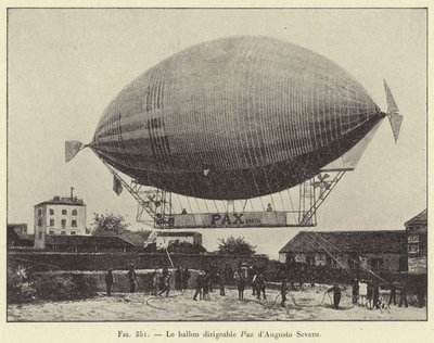 The Pax Airship by Augusto Severo (engraving) by French School