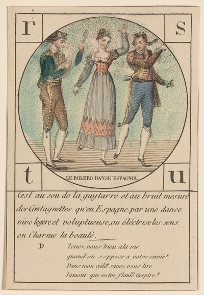 The Bolero, Spanish Dance, from a Series of Alphabet Cards by French School