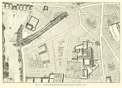 The Saint-Germain village, facsimile of the plan by Gomboust, 1652 by French School