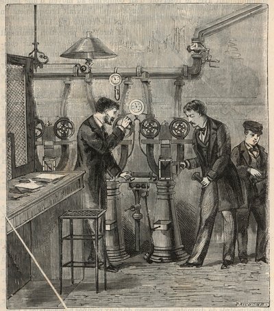 The Pneumatic Post Office in Paris - Engraving in 