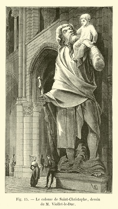 The Colossus of Saint Christopher, Drawing by M. Viollet-le-Duc by French School
