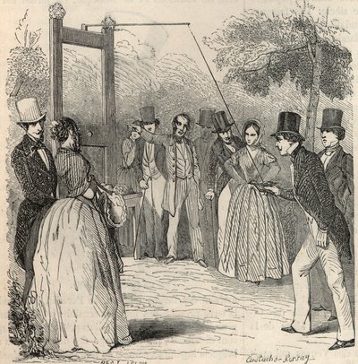 The Pigeon Game at Mabille Garden in Paris in the 19th Century - Engraving in 