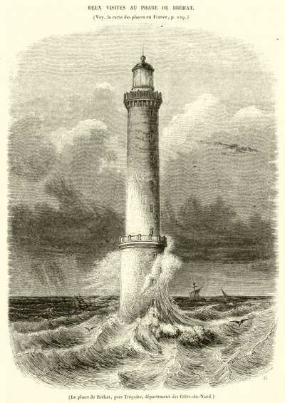 The Lighthouse of Brehat, near Treguier, Department of Cotes-du-Nord (engraving) by French School