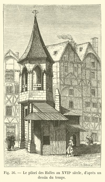 The Pillory of the Halles in the 17th century, after a drawing of the time by French School