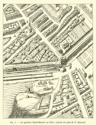 Saint-Honore District in 1608, Extract from the F. Quesnel Plan by French School