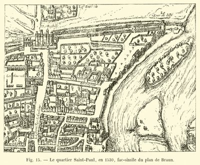 The Saint-Paul district in 1530, facsimile of Braun
