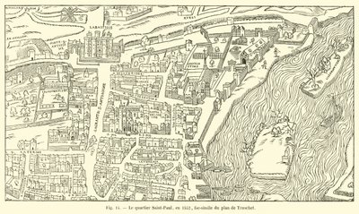The Saint-Paul district in 1552, facsimile of Truschet